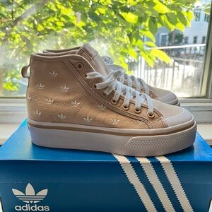 Adidas Nizza Platform Mid Mag Beige Women's Fashion Sneakers